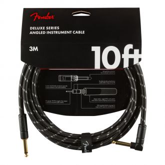 Fender Deluxe Series Instrument Cable Straight/Angle 10' Black Tweed